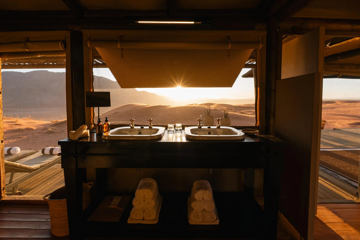 Bathroom at Wolwedans Desert Lodge, NamibRand Nature Reserve, Namibia.