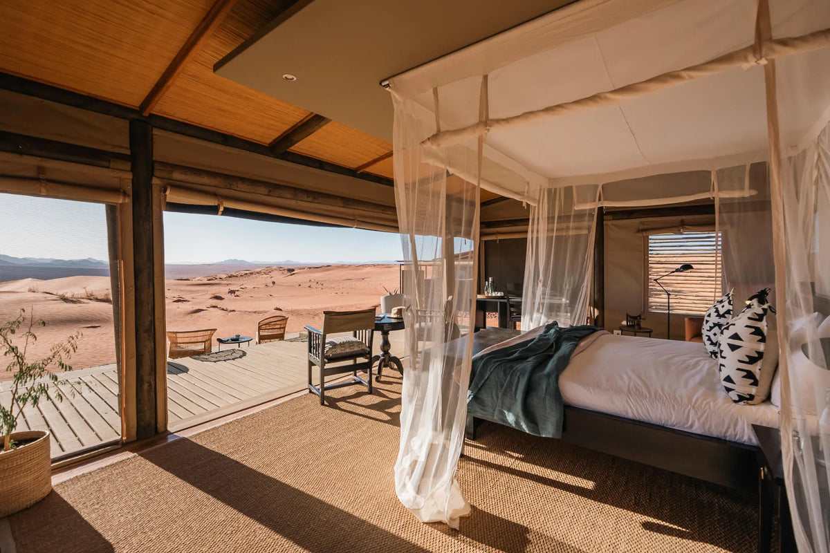 Spacious Rooms Open out onto the Desert at Wolwedans Desert Lodge, NamibRand Nature Reserve, Namibia.