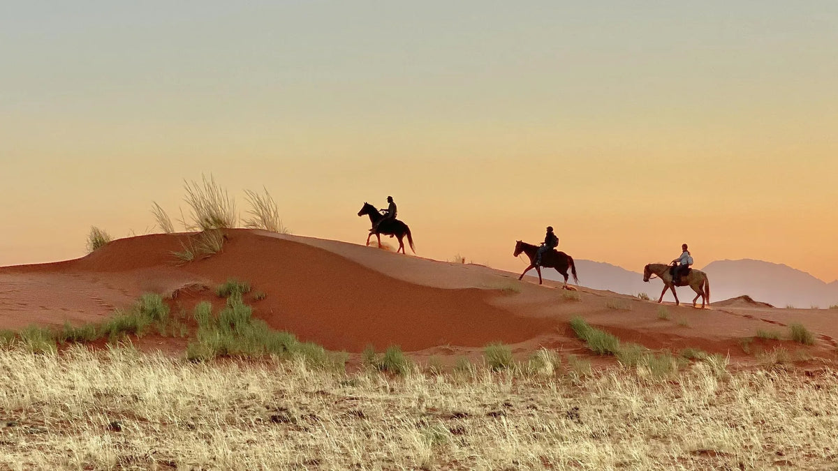 Wolwedans Desert Lodge - Horse Riding at Wolwedans Desert Lodge, NamibRand Nature Reserve, Namibia.