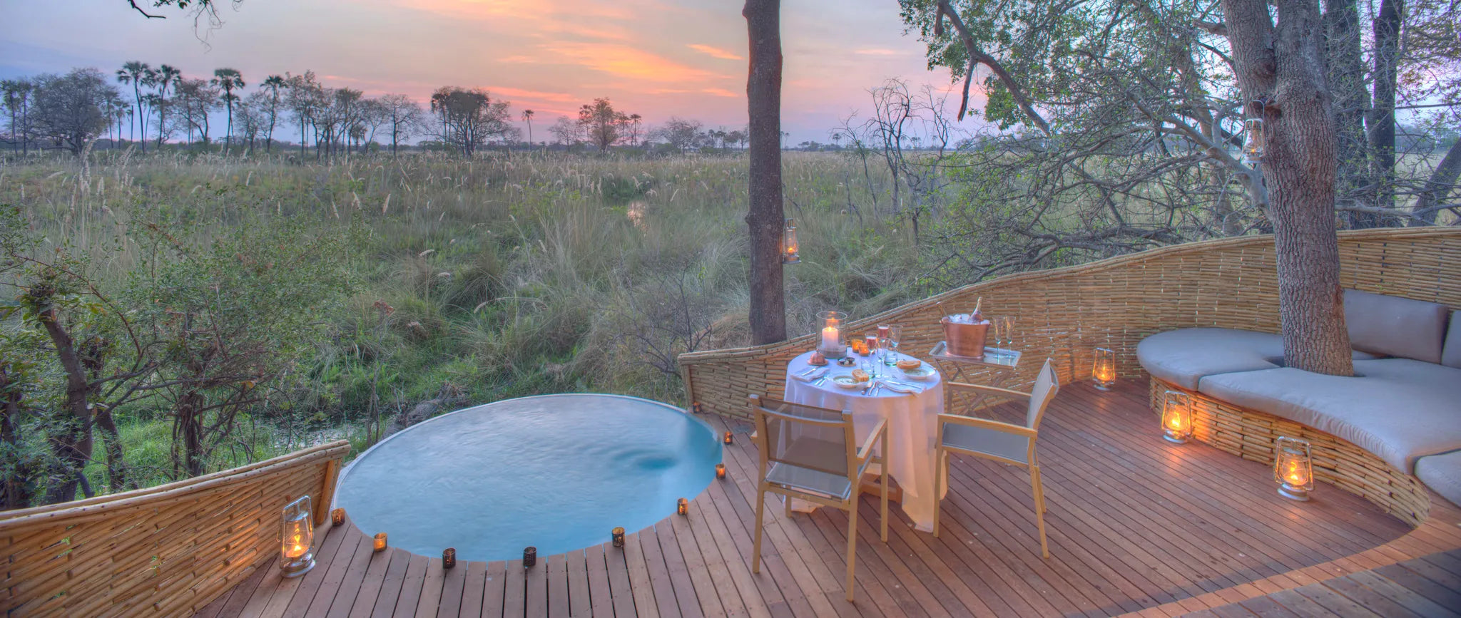 Sandibe Okavango Safari Lodge at andBeyond Sandibe Okavango Safari Lodge, Okavango Delta, Botswana.