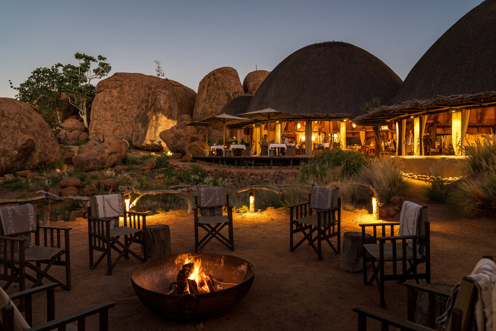 Chiwani Safari Camps' Mowani Mountain Camp Firepit and Dining Area
