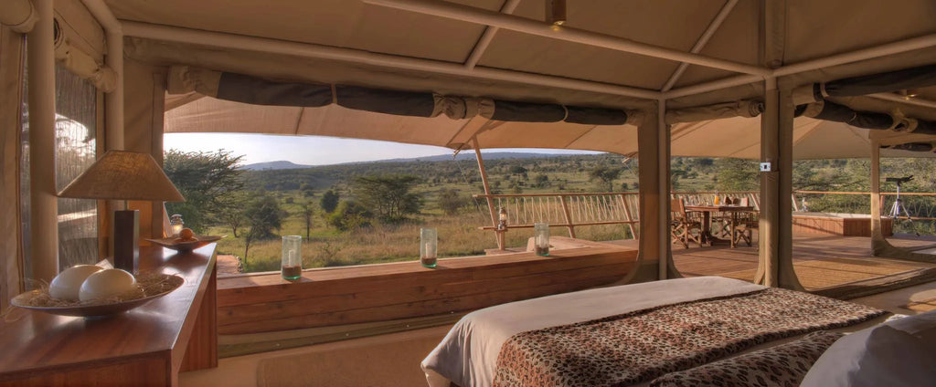 the Leopard suite/family tent with 2 bedrooms each with its own bathroom at Mara Bushtops Camp, Masai Mara, Kenya.