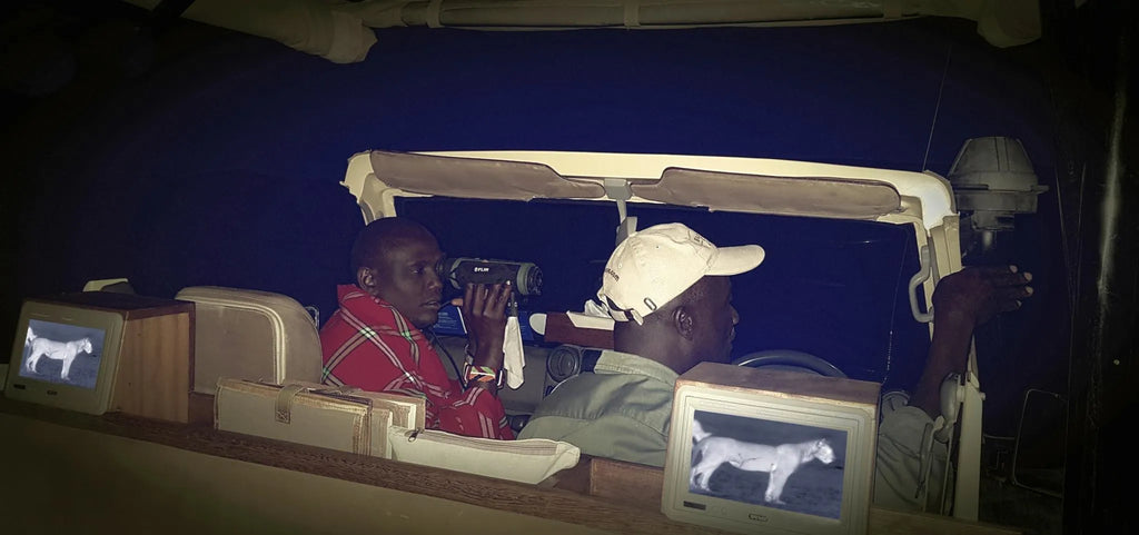 exciting night game drives with our heat seeking night vision camera "flir" at Mara Bushtops Camp, Masai Mara, Kenya.