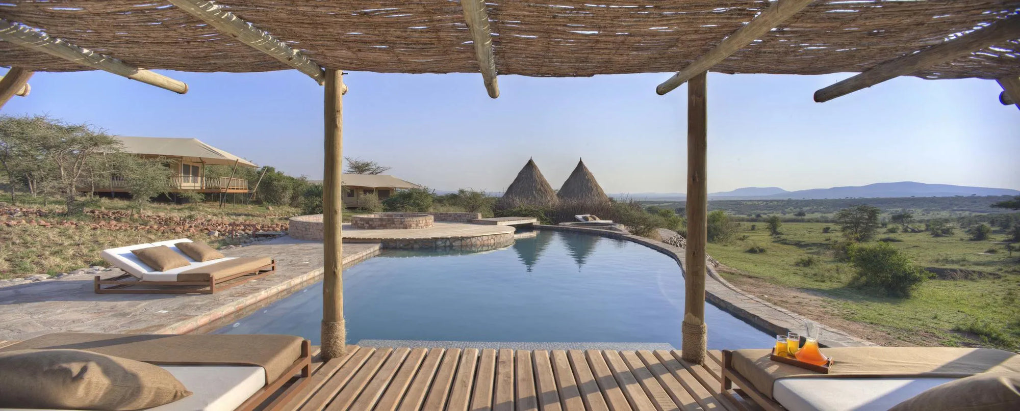 our Spa pool overlooks the salt lick at Mara Bushtops Camp, Masai Mara, Kenya.