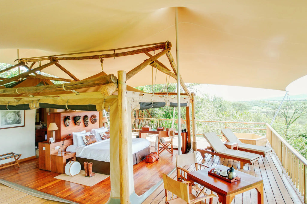 Your suite opens up on three sides during the day at Mara Bushtops Camp, Masai Mara, Kenya.