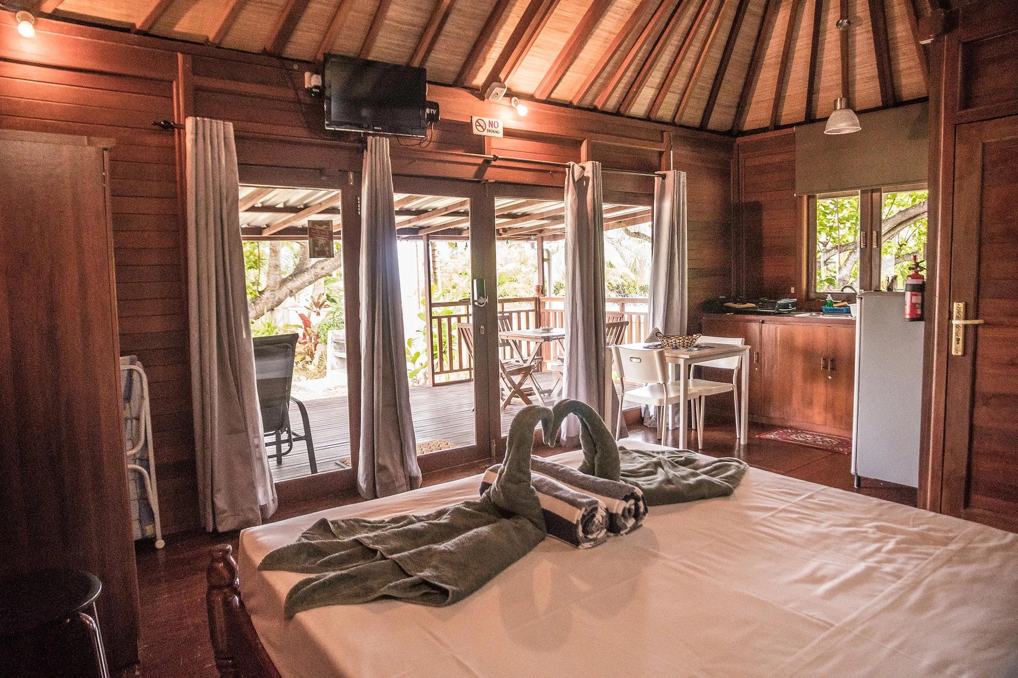 bedroom at Lou Lou Bungalows, Praslin Island, Seychelles.