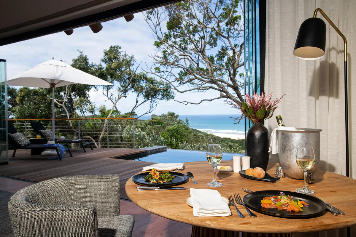 Pool Suite - In-suite Dining at Oceana Beach & Wildlife Reserve, Port Alfred, South Africa.