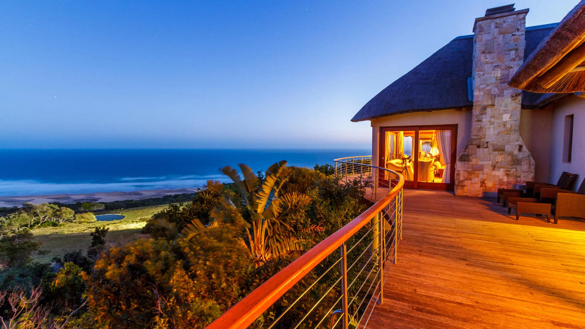 Main Lodge Front Deck at Oceana Beach & Wildlife Reserve, Port Alfred, South Africa.