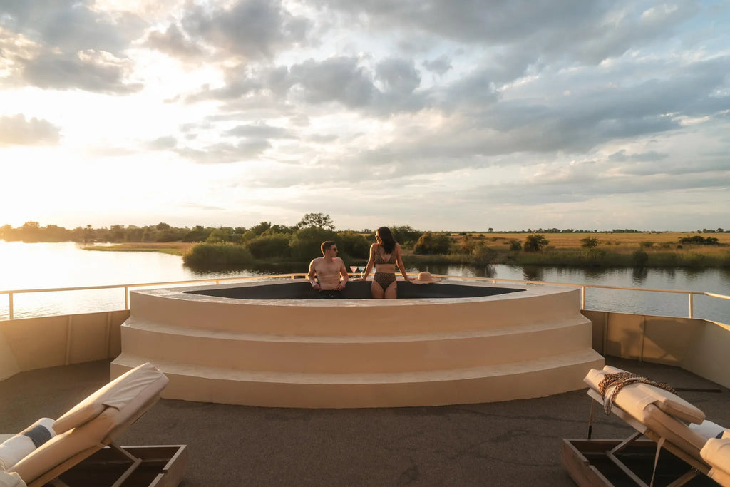 Stern Lounge at Zambezi Queen by Mantis, Chobe River Front Namibia, Namibia.