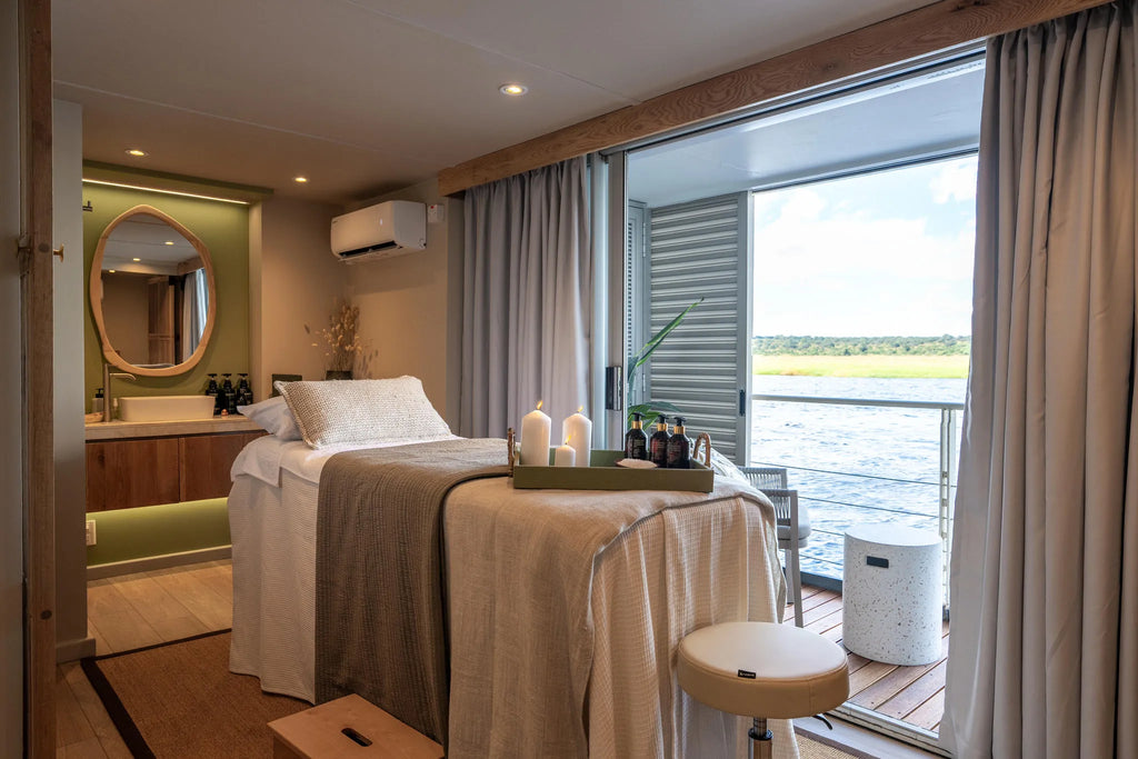 Dining Area at Zambezi Queen by Mantis, Chobe River Front Namibia, Namibia.