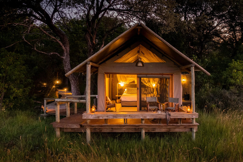 Guest Tent Exterior at Little Sable, Khwai Private Reserve, Botswana.