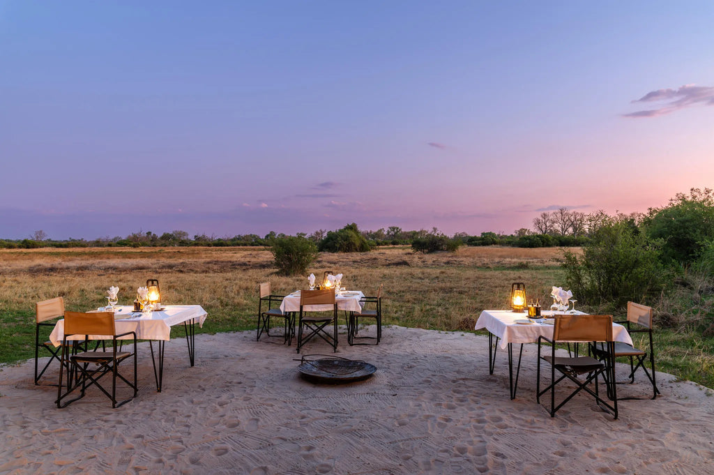 Outdoor Dining at Little Sable, Khwai Private Reserve, Botswana.