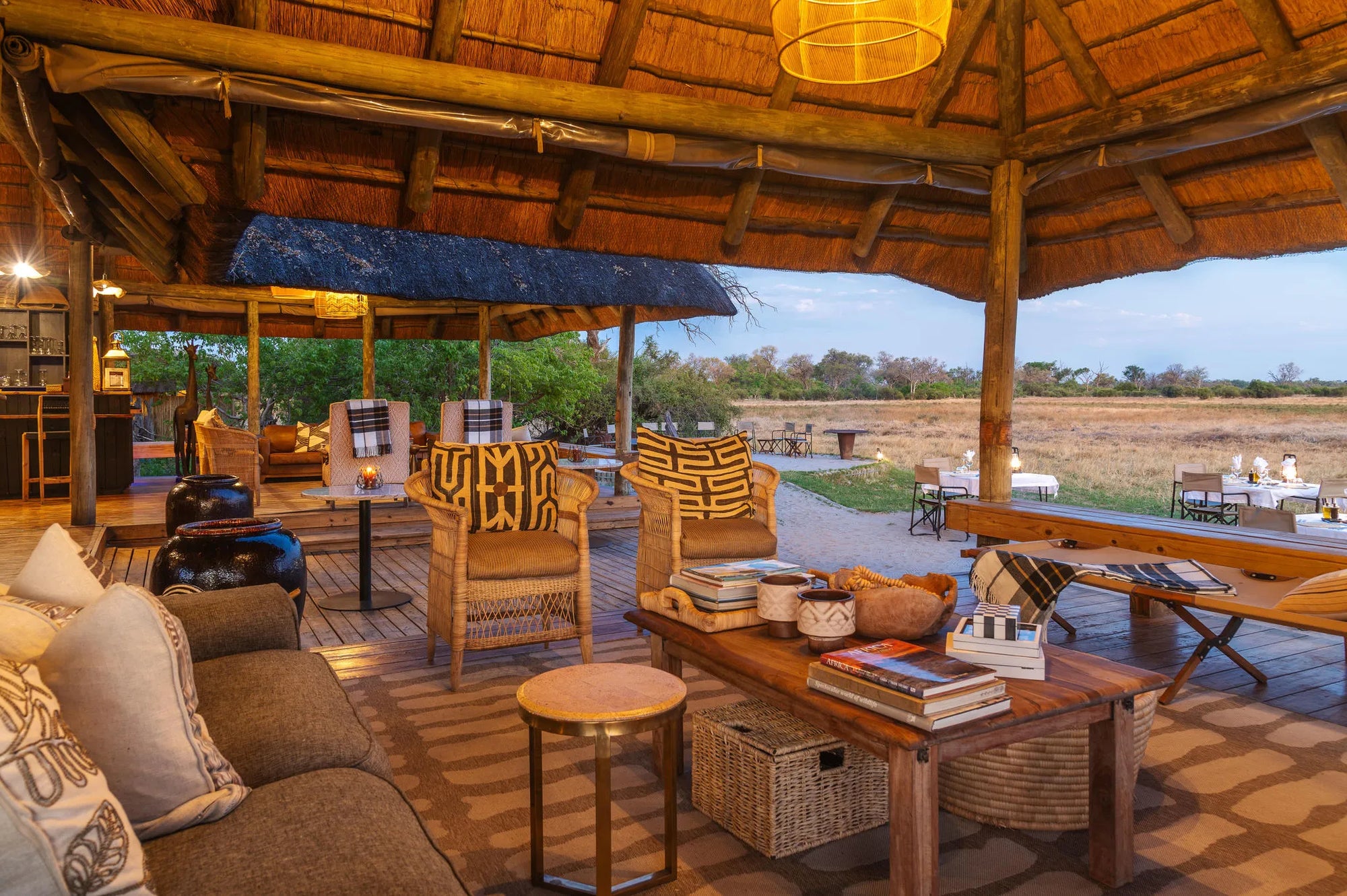 Main Area Interior at Little Sable, Khwai Private Reserve, Botswana.