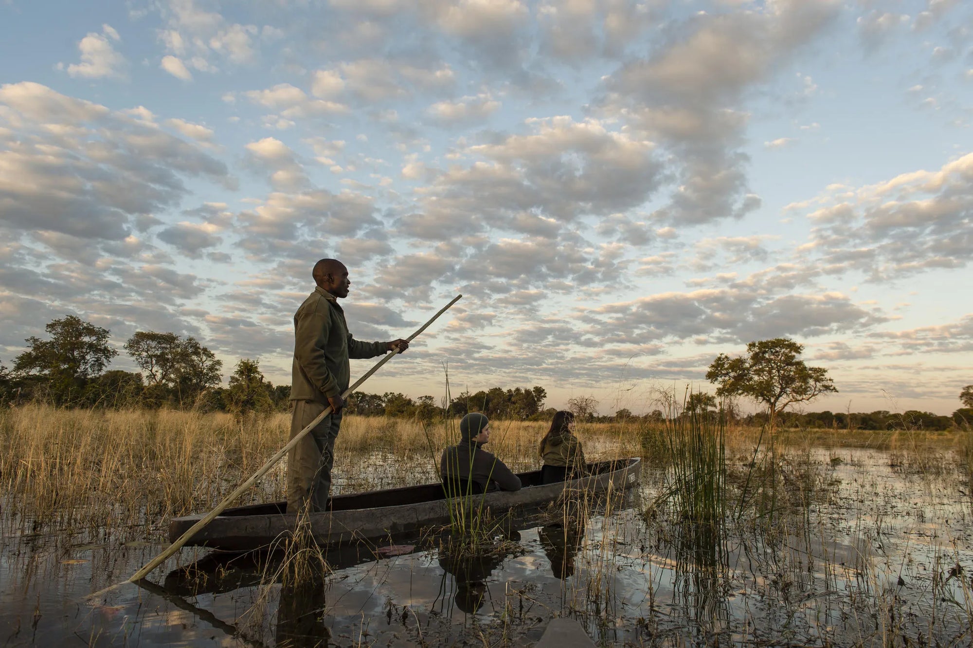 Mokoro at Little Sable, Khwai Private Reserve, Botswana.