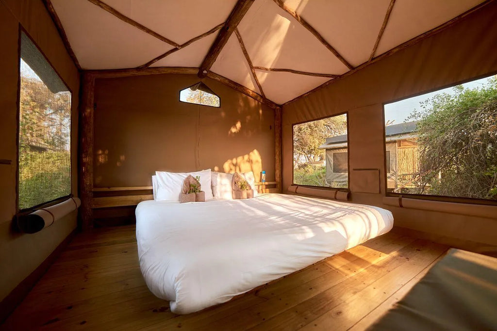 Oddballs' Camp accommodation at Oddballs' Camp, Moremi Game Reserve, Botswana.
