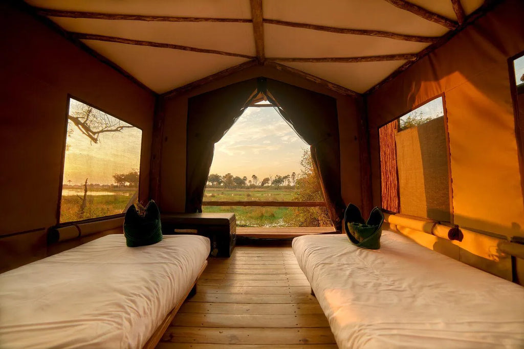 Oddballs' Camp accommodation at Oddballs' Camp, Moremi Game Reserve, Botswana.