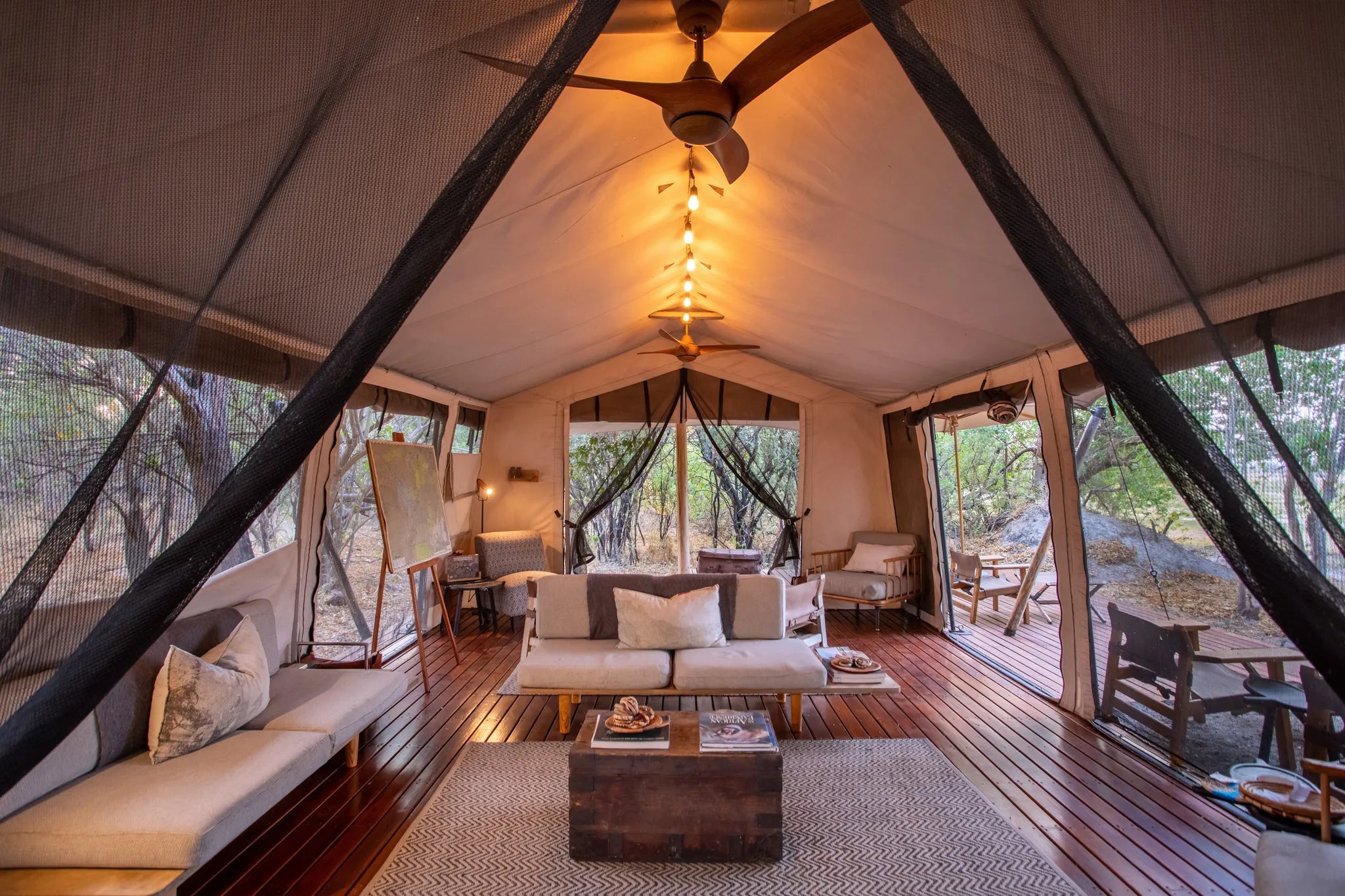 Amber River Camp Map Room at Amber River Camp, Okavango Delta, Botswana.