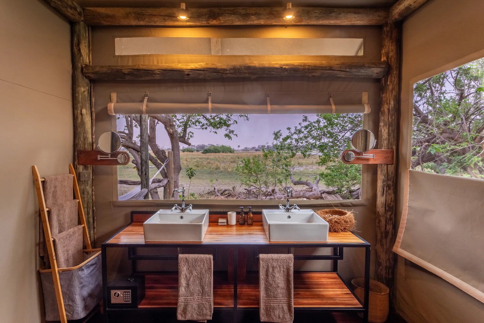 Amber River Camp Bathroom at Amber River Camp, Okavango Delta, Botswana.