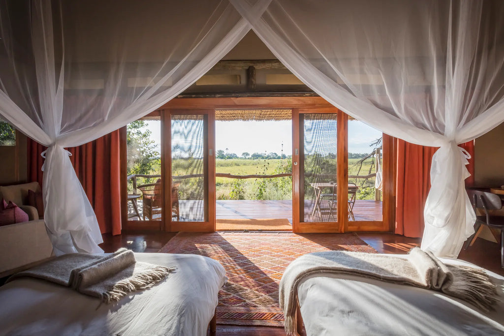 View from Luxury Tent - Amber River Camp at Amber River Camp, Okavango Delta, Botswana.