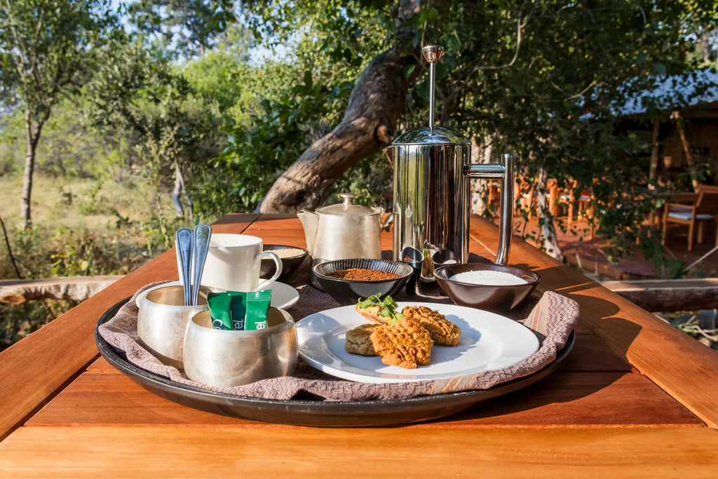 Morning Coffee at Amber River Camp, Okavango Delta, Botswana.