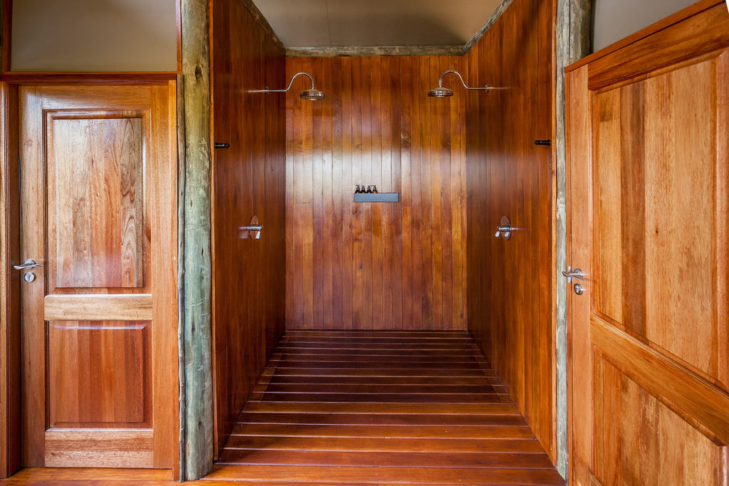 Shower - Amber River Camp at Amber River Camp, Okavango Delta, Botswana.