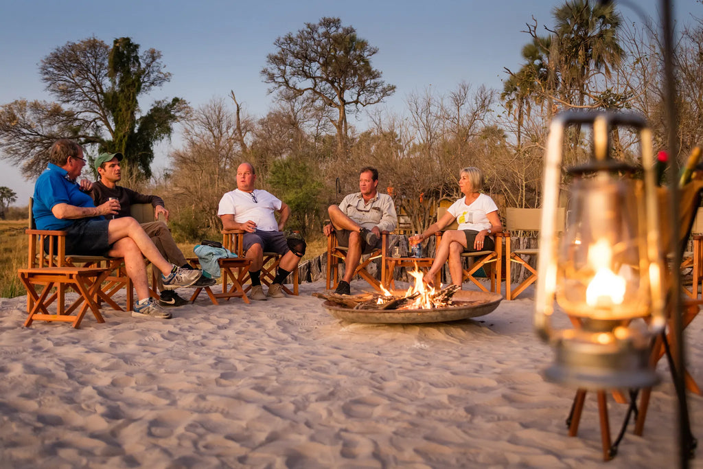 Boma evening at Amber River Camp, Okavango Delta, Botswana.