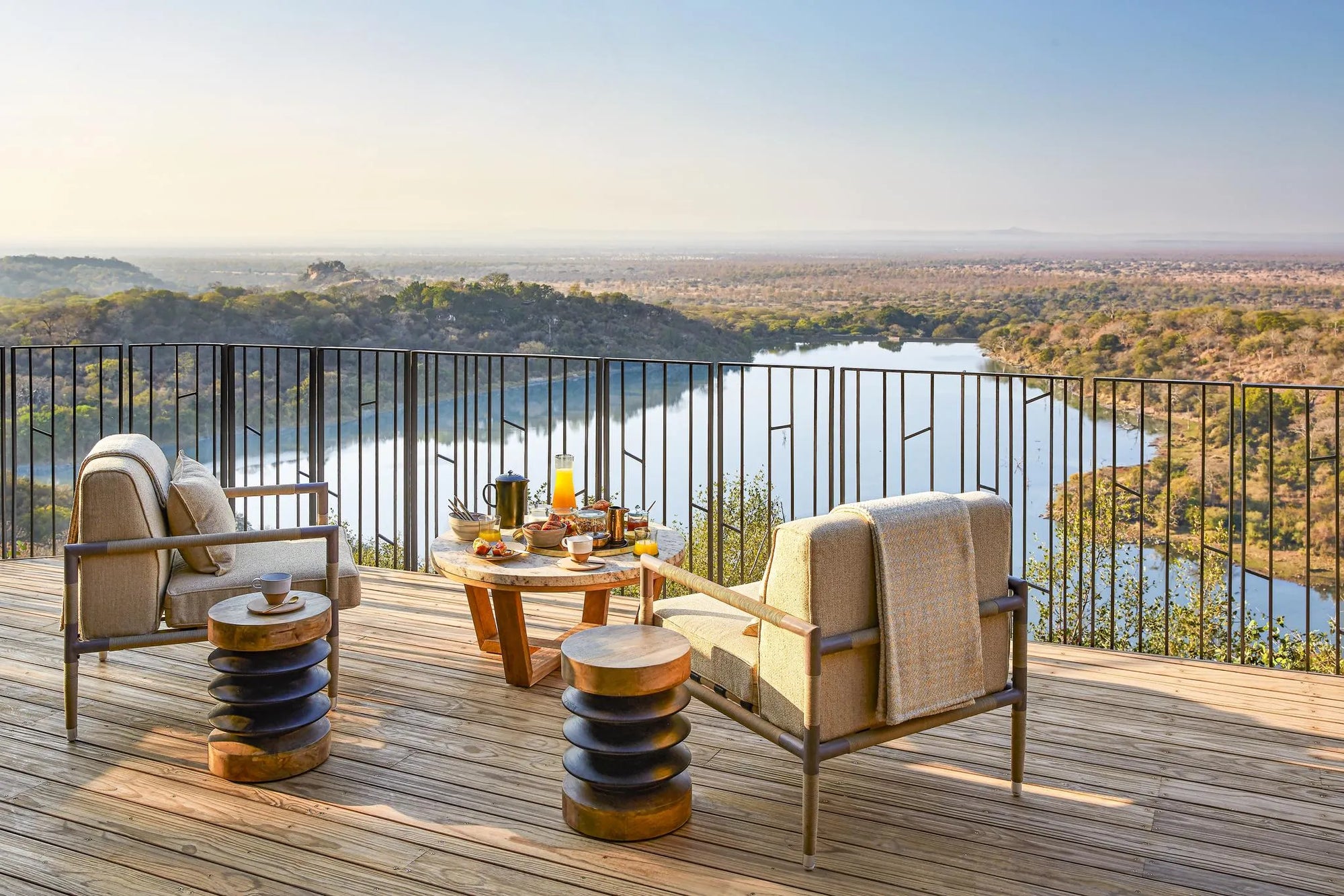 Singita Malilangwe House - Deck with a view at Singita Malilangwe House, Malilangwe Wildlife Reserve, Zimbabwe.