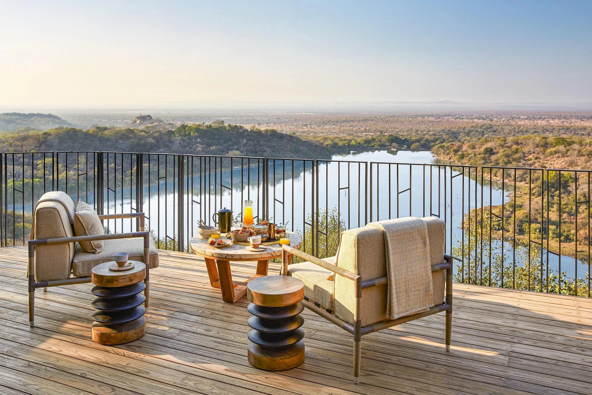 Singita Malilangwe House - Deck with a view at Singita Malilangwe House, Malilangwe Wildlife Reserve, Zimbabwe.