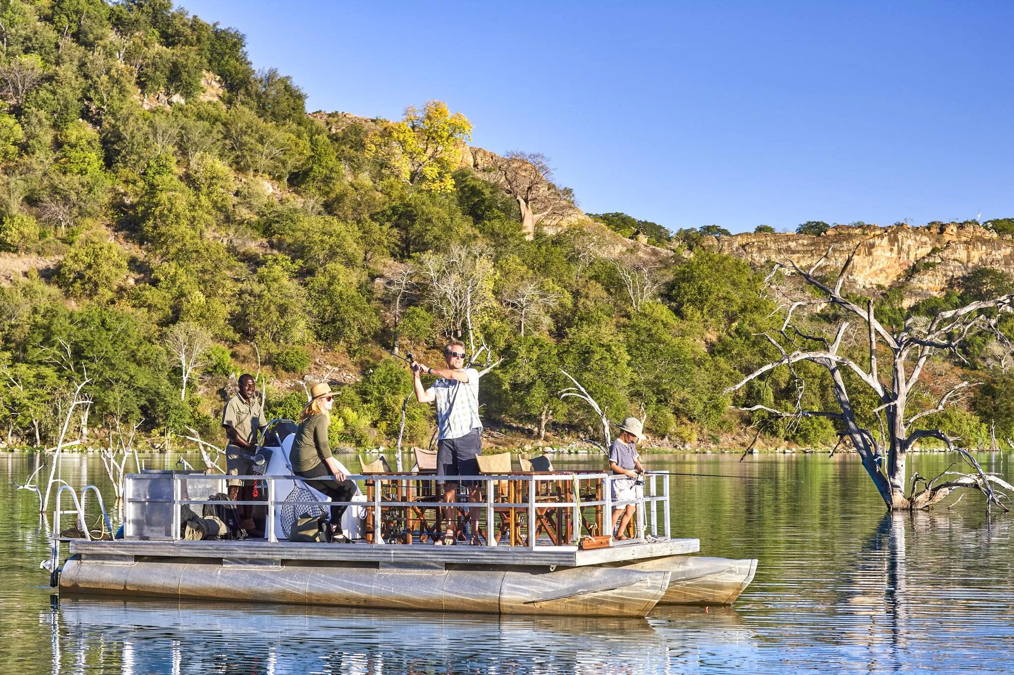 Singita Pamushana Lodge - Fishing at Singita Malilangwe House, Malilangwe Wildlife Reserve, Zimbabwe.