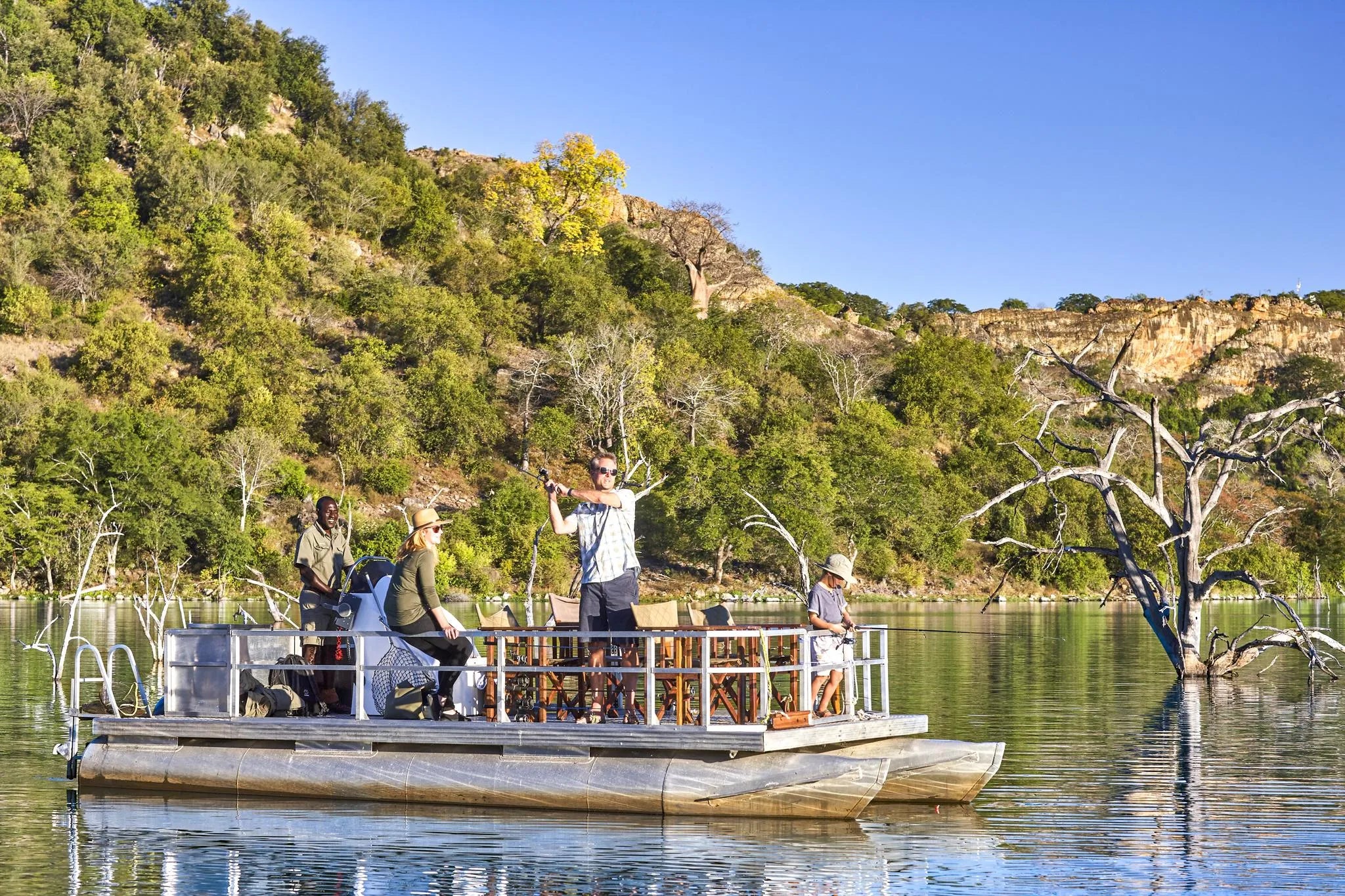 Singita Pamushana Lodge - Fishing at Singita Malilangwe House, Malilangwe Wildlife Reserve, Zimbabwe.
