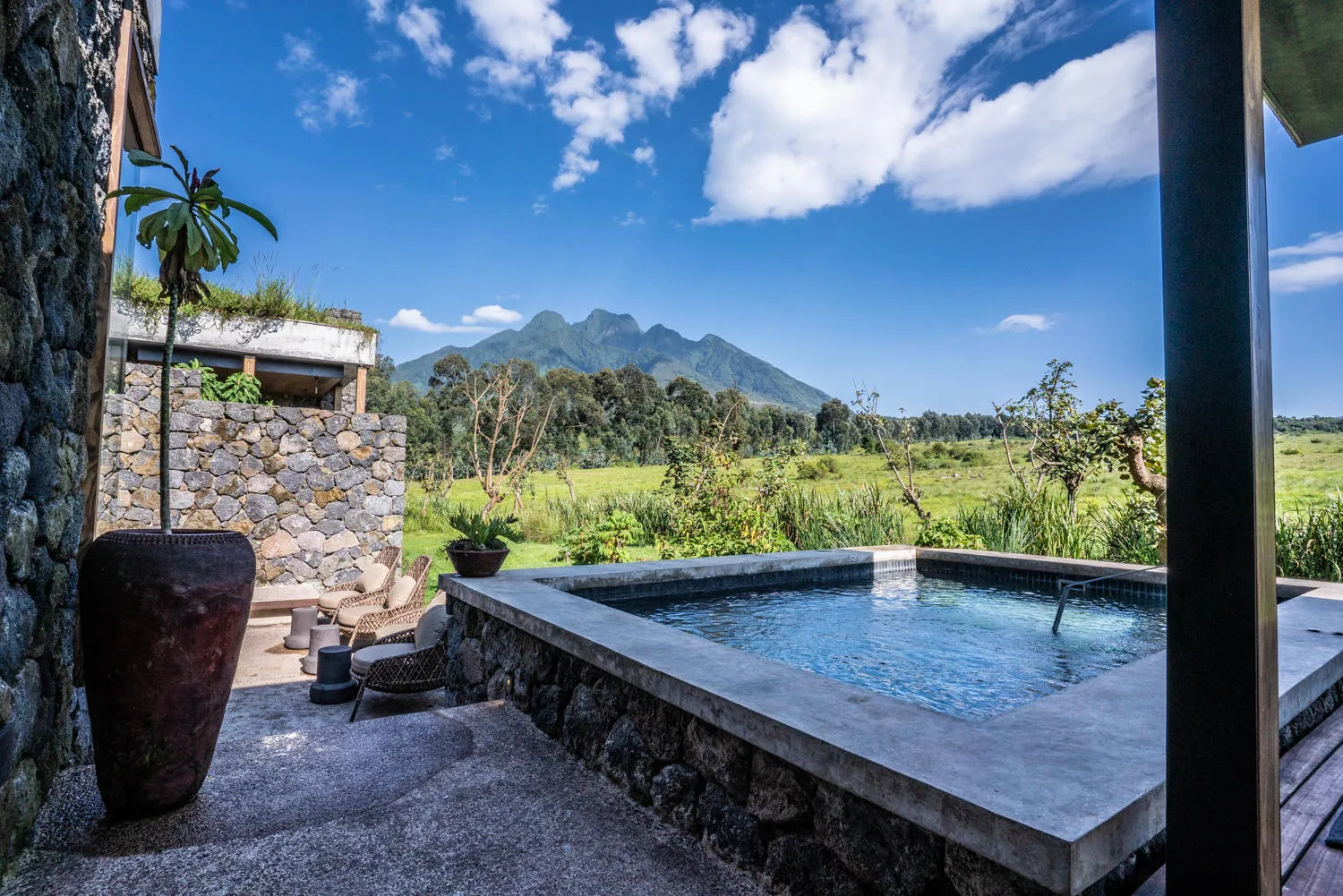 Kataza House - Private Pool at Singita Kataza House, Volcanoes National Park, Rwanda.