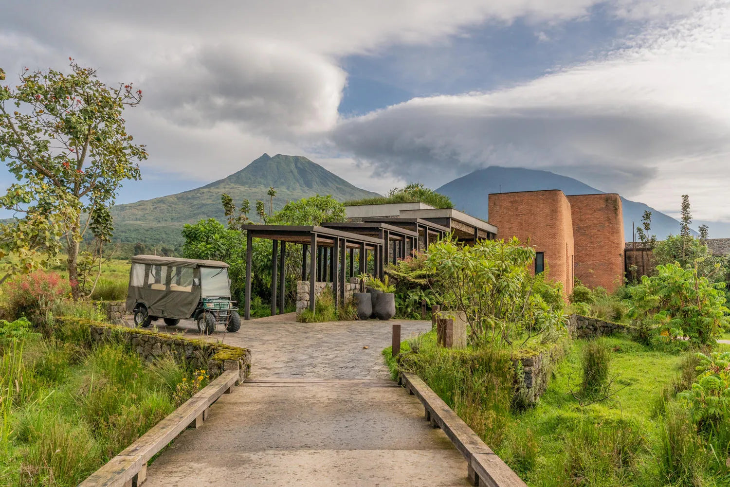 Singita Volcanoes National Park - Entrance to Lodge at Singita Kataza House, Volcanoes National Park, Rwanda.