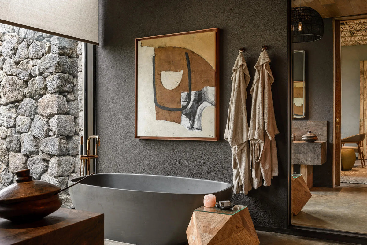 Singita Kataza House - Bath at Singita Kataza House, Volcanoes National Park, Rwanda.
