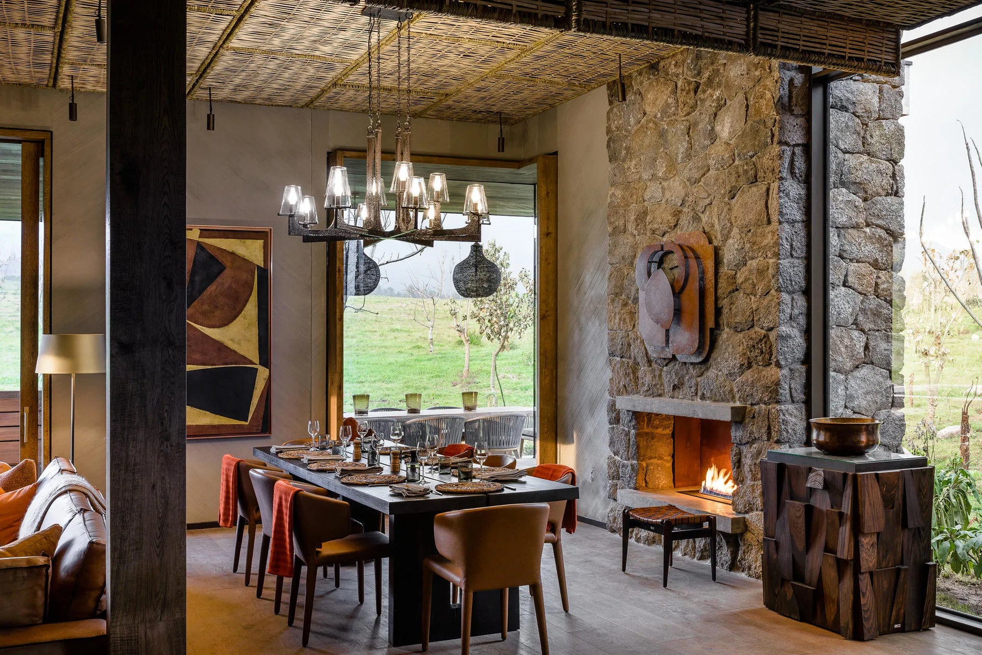 Singita Kataza House - Dining Area at Singita Kataza House, Volcanoes National Park, Rwanda.