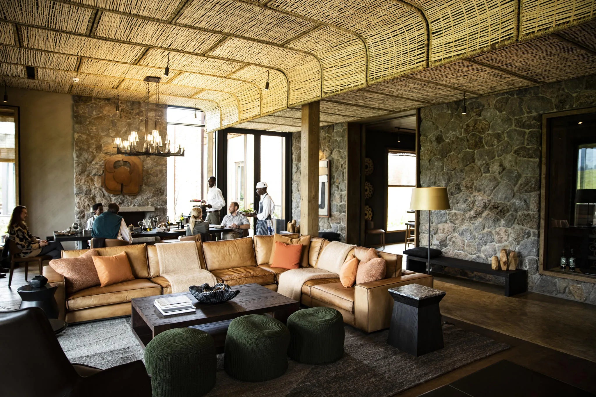 Singita Kataza House - Lounge Area at Singita Kataza House, Volcanoes National Park, Rwanda.