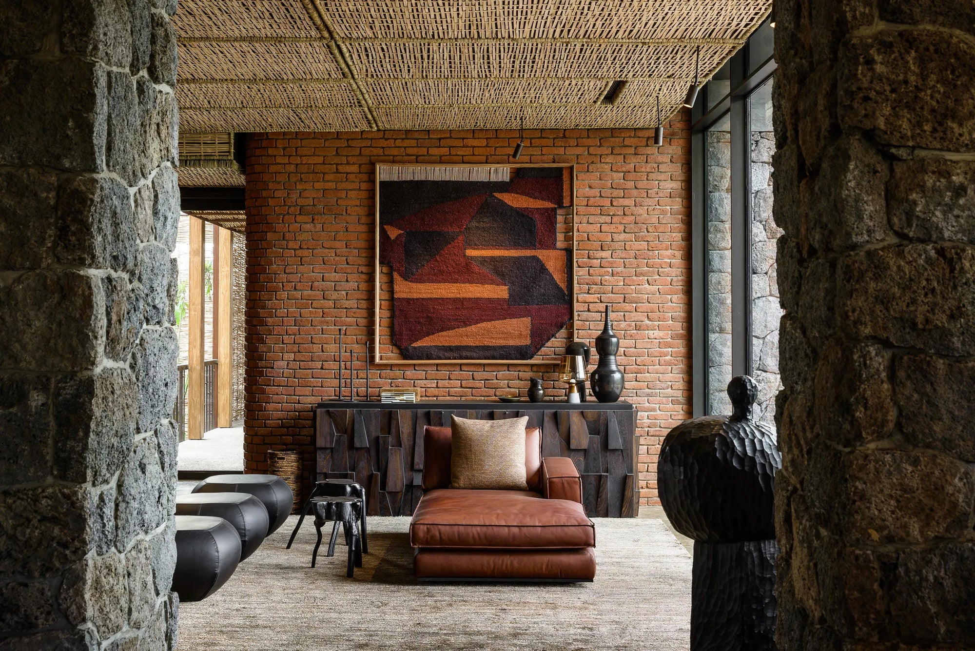 Singita Kataza House - Lounge Area at Singita Kataza House, Volcanoes National Park, Rwanda.