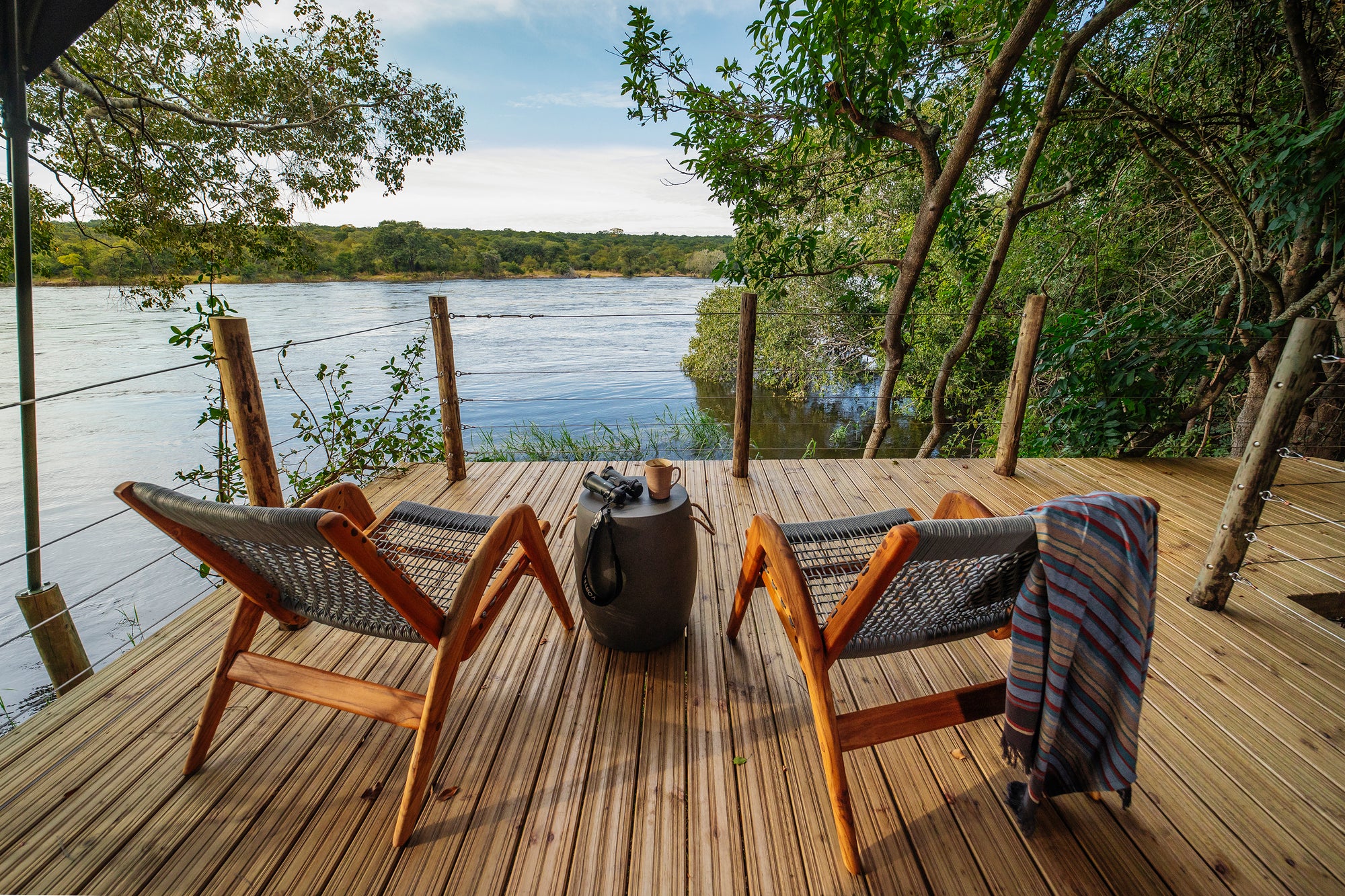 River deck tent view