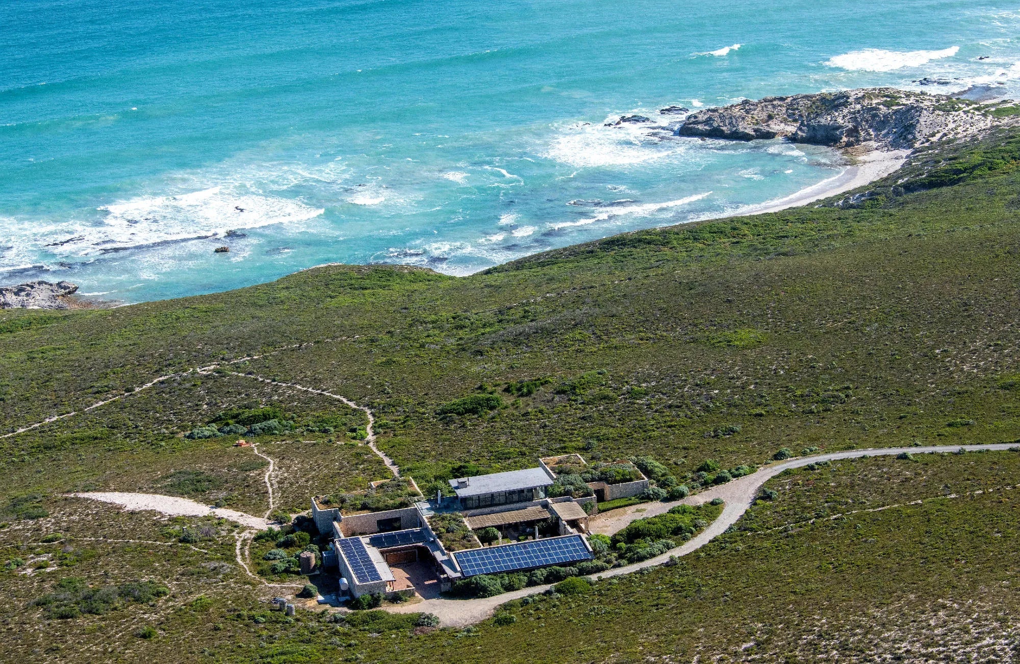 Morukuru Ocean House - aerial view at Morukuru Ocean House, De Hoop Nature Reserve, South Africa.