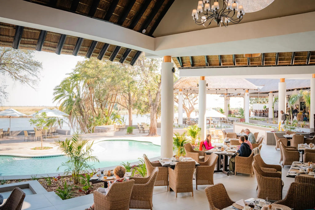 Riverside Restaurant at The Chobe Safari Lodge, Kasane, Botswana.
