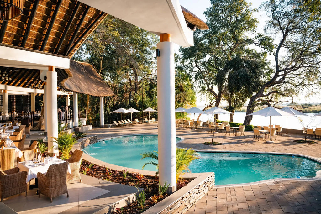 Riverside Restaurant at The Chobe Safari Lodge, Kasane, Botswana.
