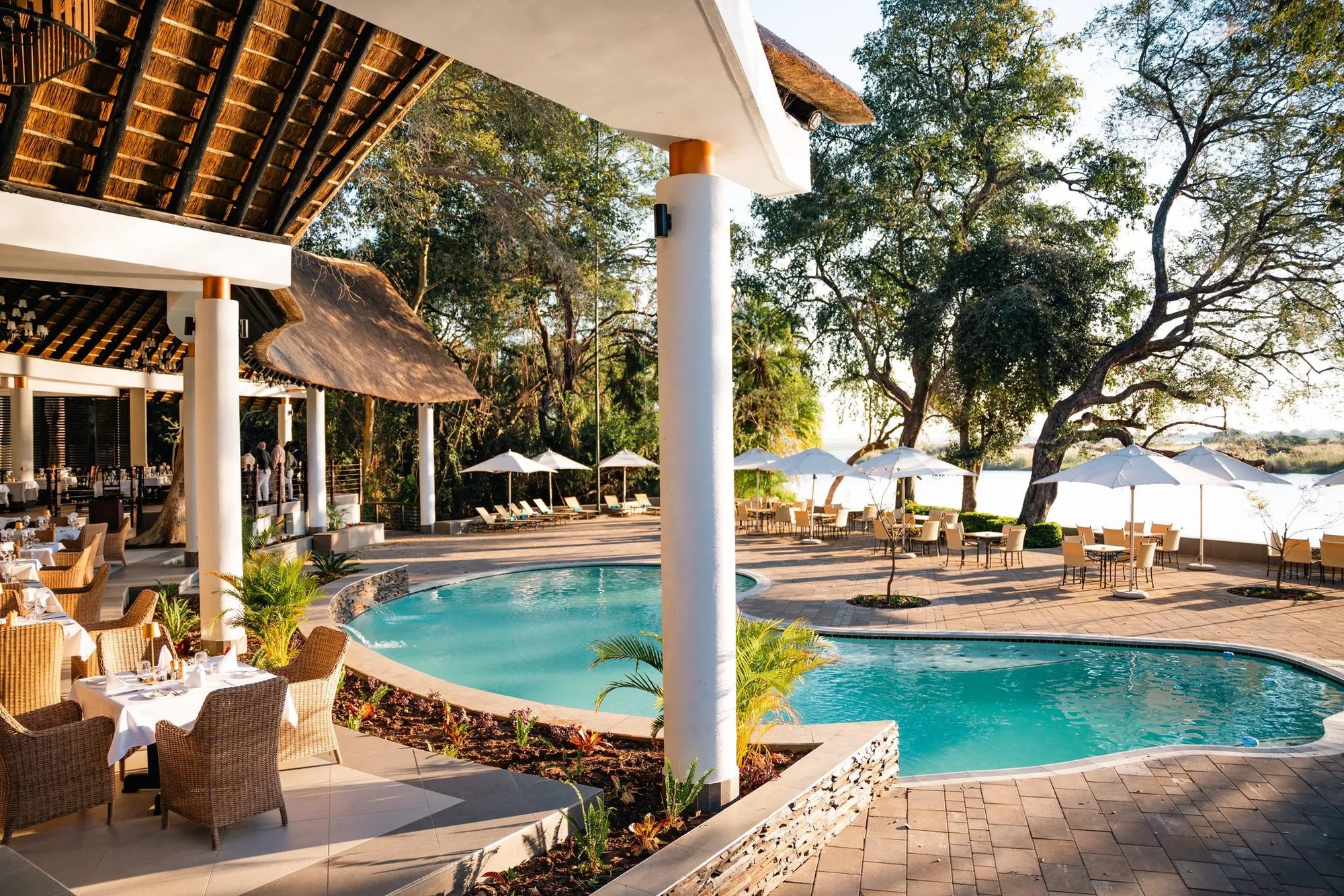 Riverside Restaurant at The Chobe Safari Lodge, Kasane, Botswana.