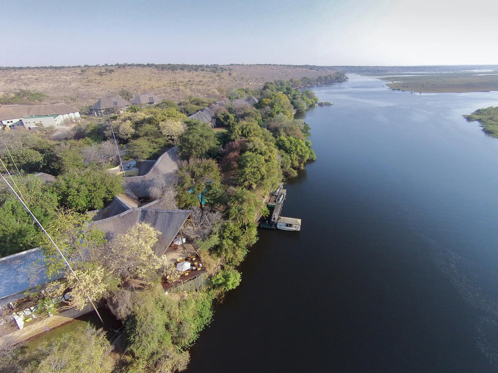 Arial view of Chobe Safari Lodge at The Chobe Safari Lodge, Kasane, Botswana.