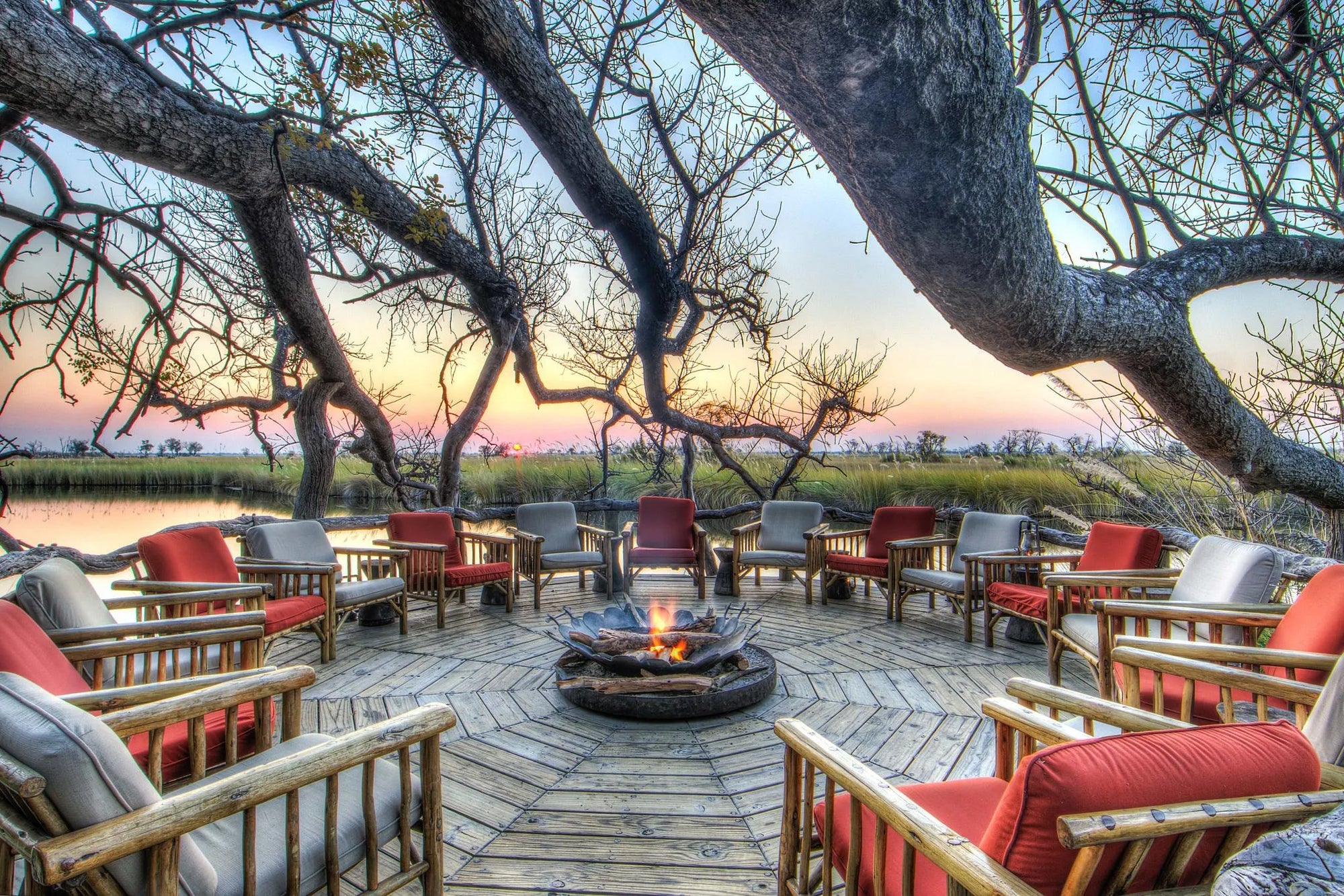 Fire Deck at Camp Xakanaxa, Moremi Game Reserve, Botswana.