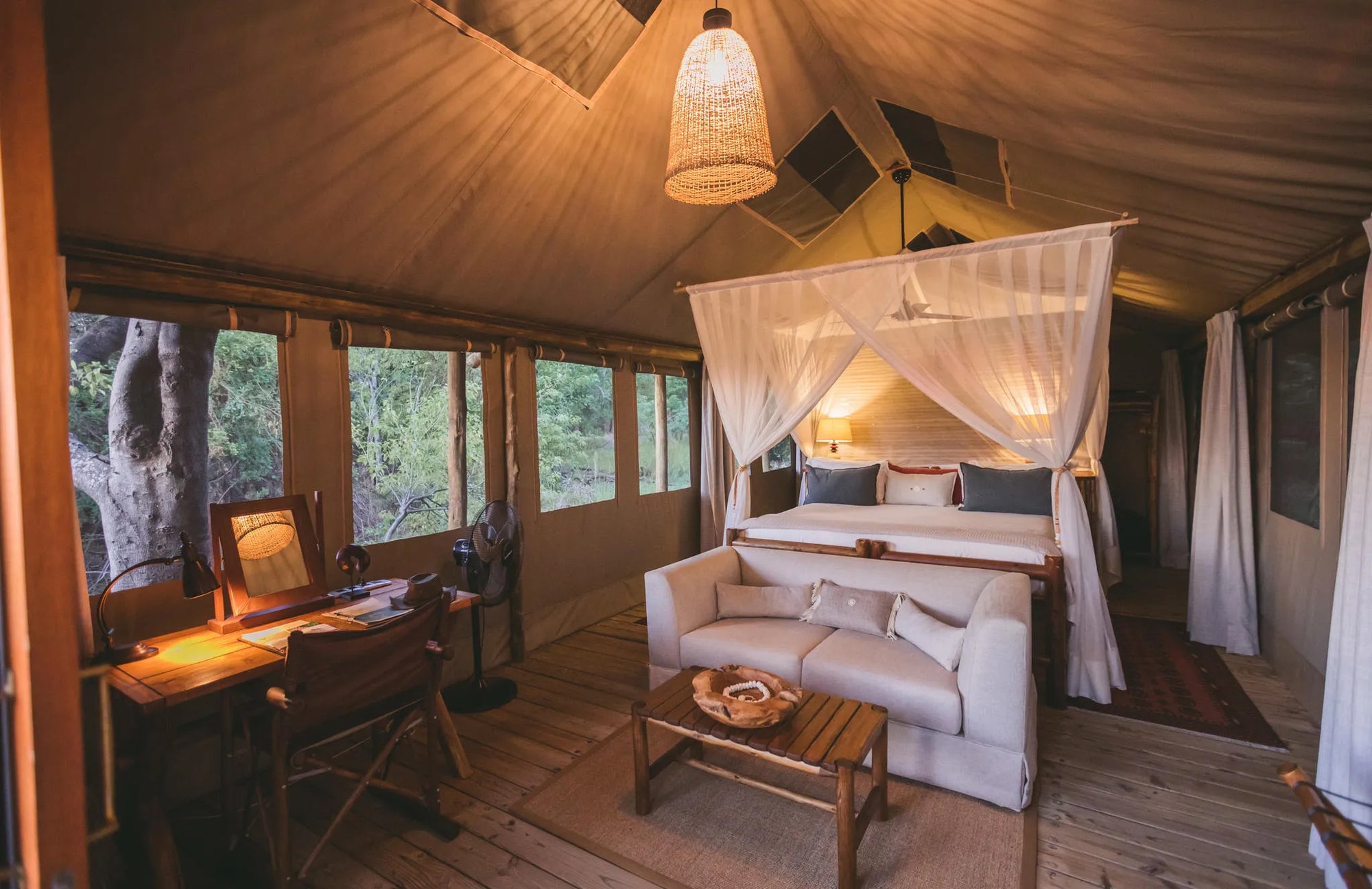 Guest Tent Interior at Camp Xakanaxa, Moremi Game Reserve, Botswana.