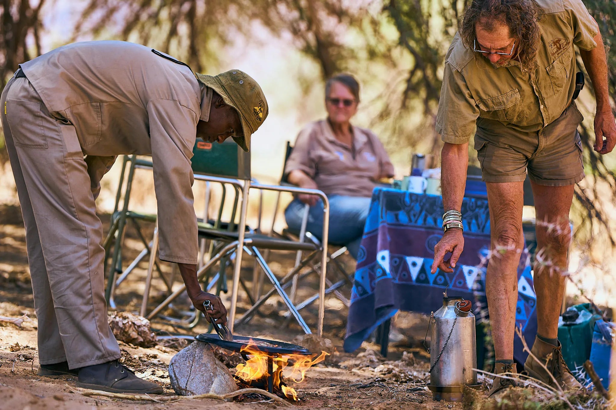 Lunch in the Huab River at Huab Lodge, Damaraland, Namibia.