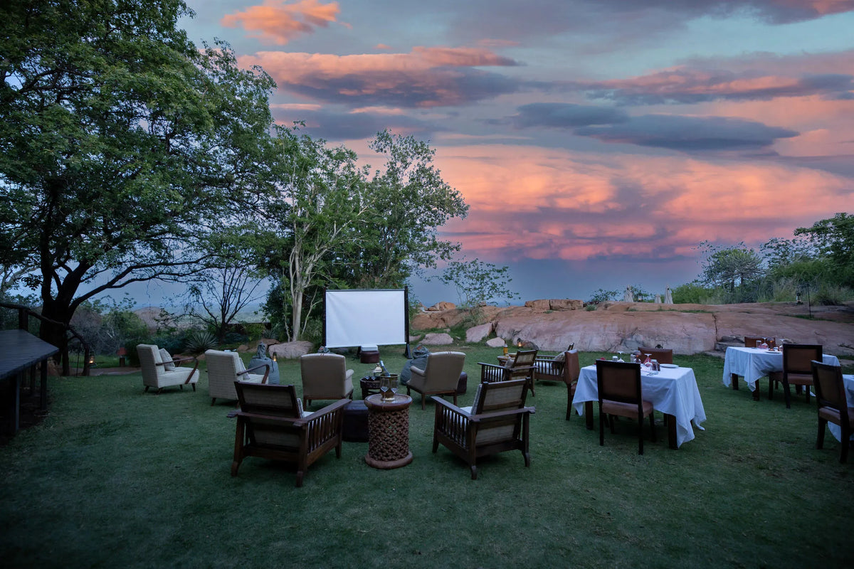 Elsa’s Kopje Meru Opening Cinema at Elewana Elsa’s Kopje Meru, Meru National Park, Kenya.