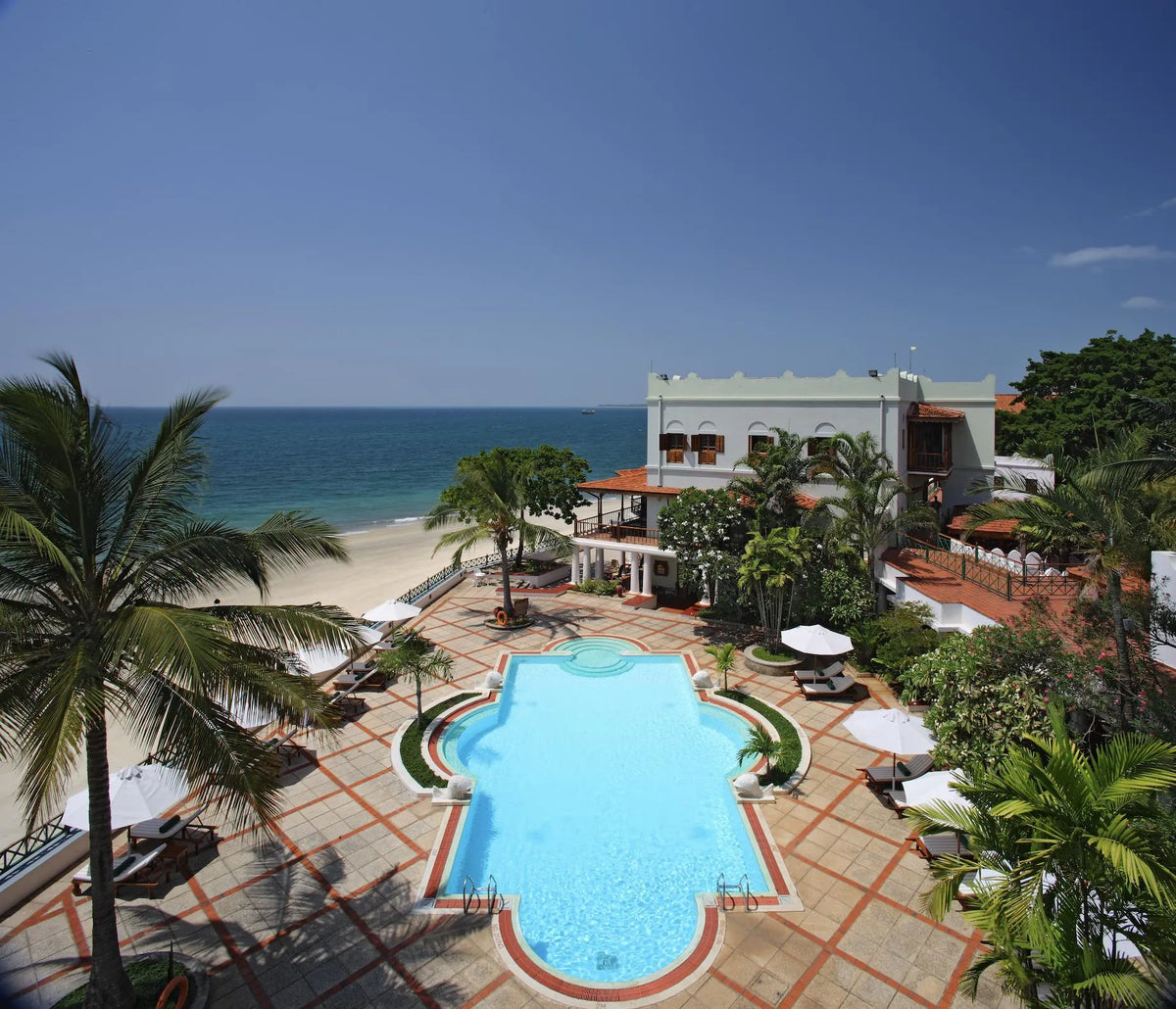 Swimming pool at Zanzibar Serena Hotel, Stone Town, Tanzania.