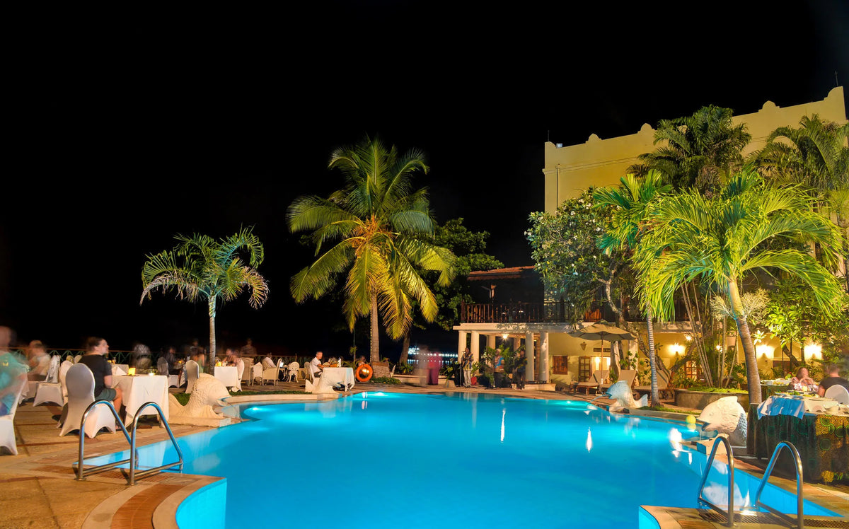 Poolside entertainment at Zanzibar Serena Hotel, Stone Town, Tanzania.