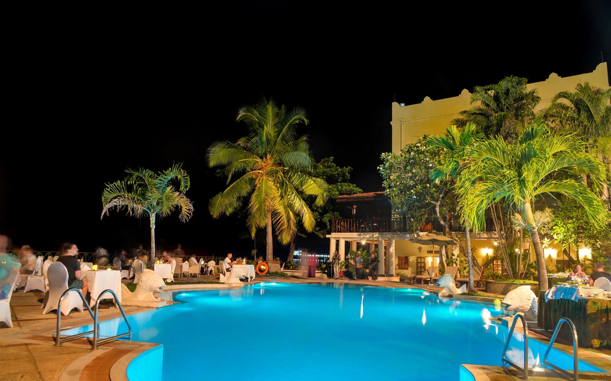 Poolside entertainment at Zanzibar Serena Hotel, Stone Town, Tanzania.