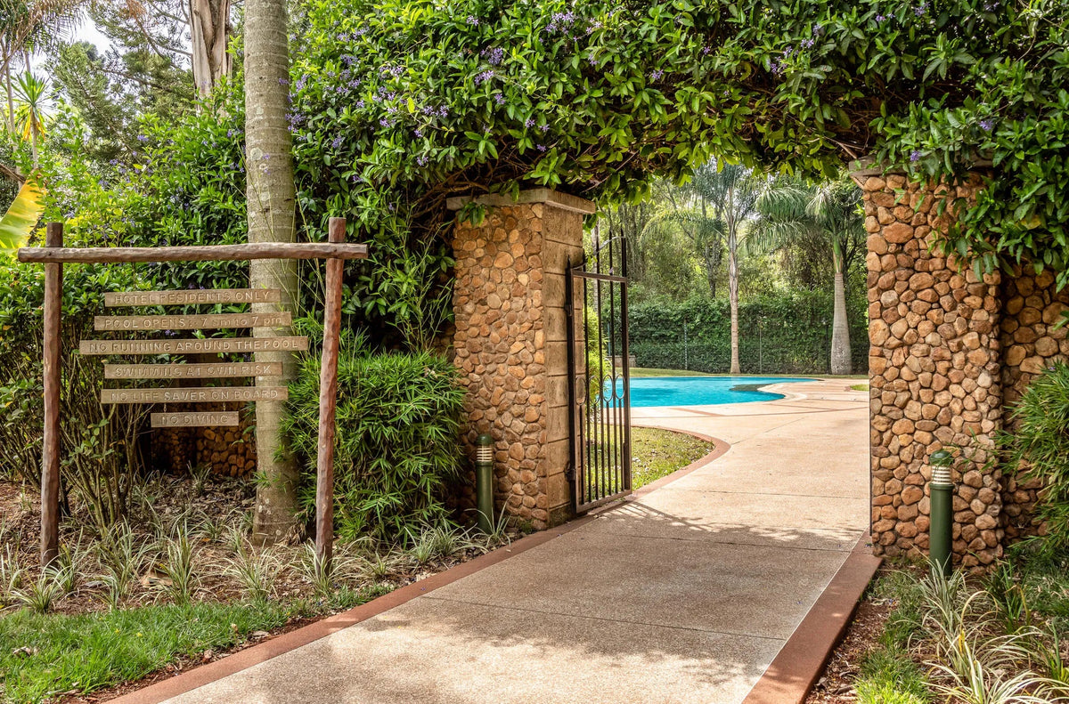 Entrance to the pool at House of Waine, Nairobi, Kenya.